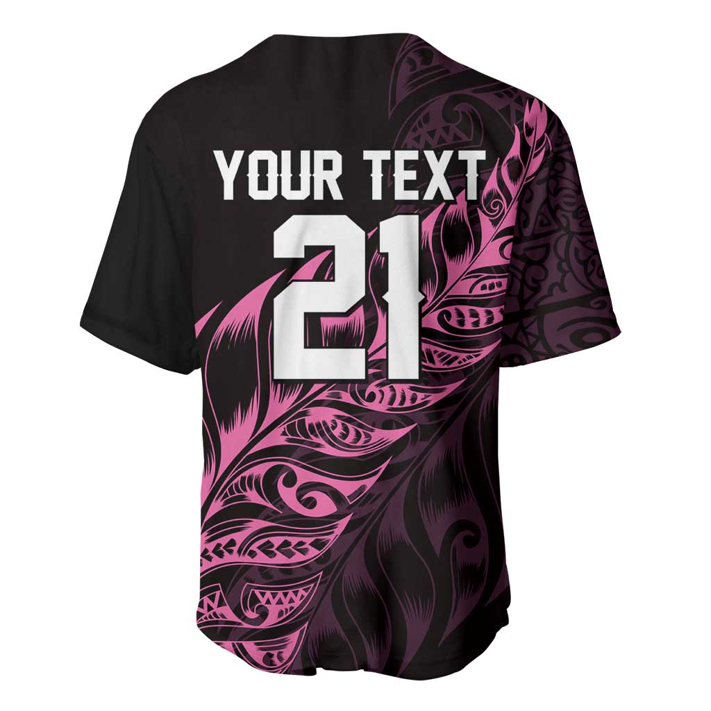 New Zealand Lawn Bowls Custom Baseball Jersey Pink Maori Warrior Tribal Silver Fern - Aussie Hoodie