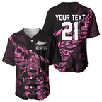 New Zealand Lawn Bowls Custom Baseball Jersey Pink Maori Warrior Tribal Silver Fern - Aussie Hoodie