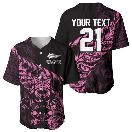 New Zealand Lawn Bowls Custom Baseball Jersey Pink Maori Warrior Tribal Silver Fern - Aussie Hoodie