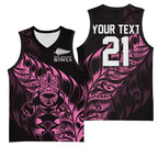 New Zealand Lawn Bowls Custom Basketball Jersey Pink Maori Warrior Tribal Silver Fern - Aussie Hoodie