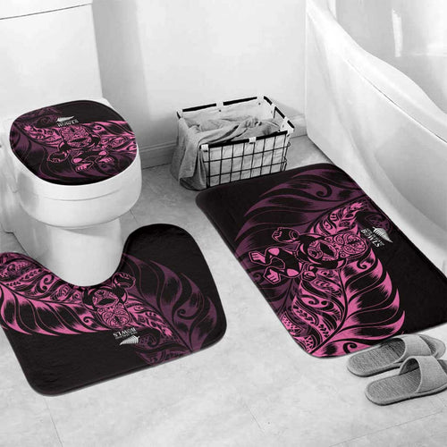New Zealand Lawn Bowls Bathroom Set Pink Maori Warrior Tribal Silver Fern - Aussie Hoodie