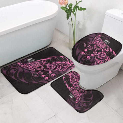 New Zealand Lawn Bowls Bathroom Set Pink Maori Warrior Tribal Silver Fern - Aussie Hoodie