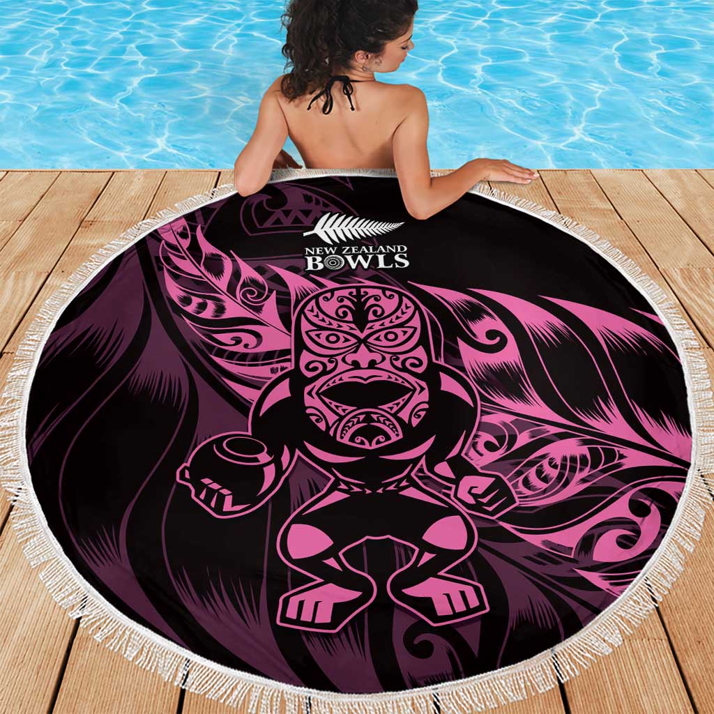 New Zealand Lawn Bowls Beach Blanket Pink Maori Warrior Tribal Silver Fern - Aussie Hoodie