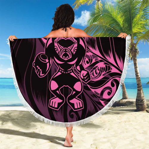 New Zealand Lawn Bowls Beach Blanket Pink Maori Warrior Tribal Silver Fern - Aussie Hoodie