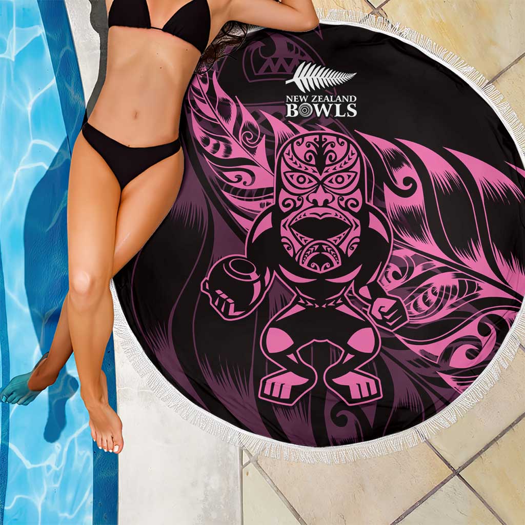 New Zealand Lawn Bowls Beach Blanket Pink Maori Warrior Tribal Silver Fern - Aussie Hoodie