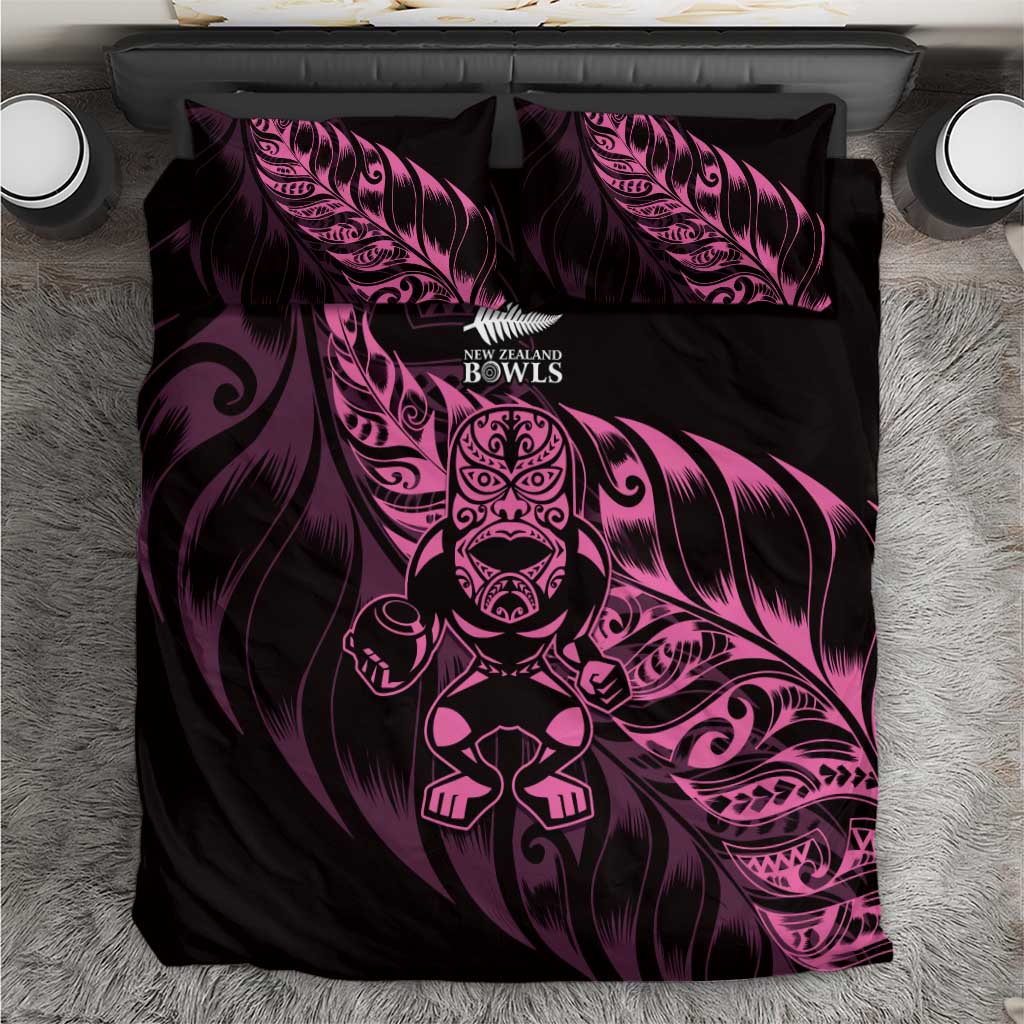 New Zealand Lawn Bowls Bedding Set Pink Maori Warrior Tribal Silver Fern - Aussie Hoodie