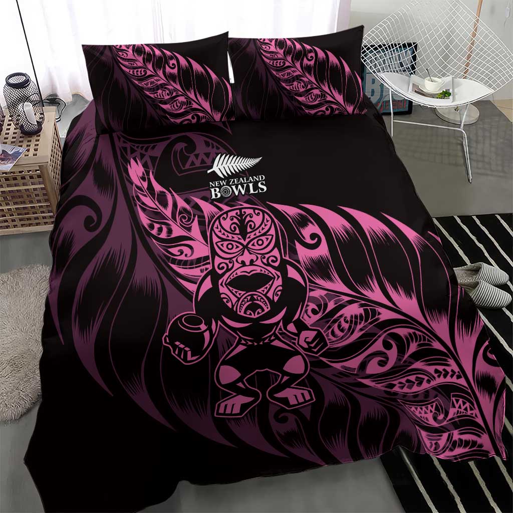 New Zealand Lawn Bowls Bedding Set Pink Maori Warrior Tribal Silver Fern - Aussie Hoodie