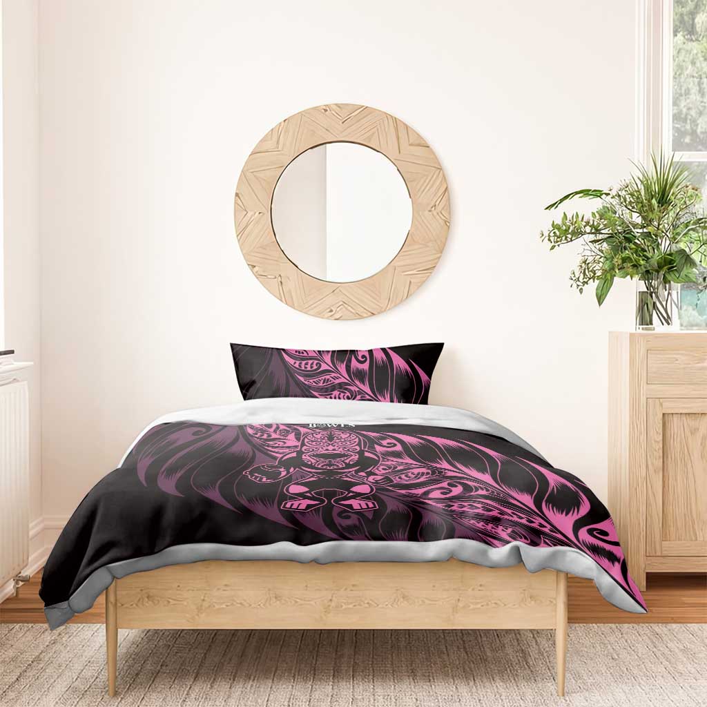 New Zealand Lawn Bowls Bedding Set Pink Maori Warrior Tribal Silver Fern - Aussie Hoodie