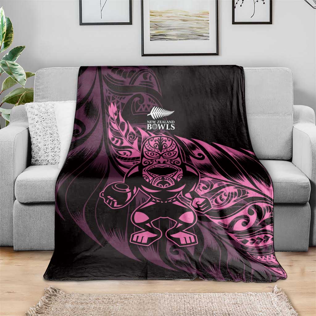 New Zealand Lawn Bowls Blanket Pink Maori Warrior Tribal Silver Fern - Aussie Hoodie