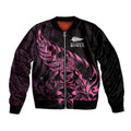 New Zealand Lawn Bowls Custom Bomber Jacket Pink Maori Warrior Tribal Silver Fern - Aussie Hoodie