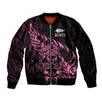 New Zealand Lawn Bowls Custom Bomber Jacket Pink Maori Warrior Tribal Silver Fern - Aussie Hoodie
