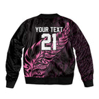 New Zealand Lawn Bowls Custom Bomber Jacket Pink Maori Warrior Tribal Silver Fern - Aussie Hoodie