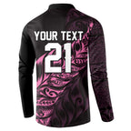 New Zealand Lawn Bowls Custom Button Sweatshirt Pink Maori Warrior Tribal Silver Fern - Aussie Hoodie