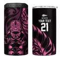 New Zealand Lawn Bowls Custom 4 in 1 Can Cooler Tumbler Pink Maori Warrior Tribal Silver Fern - Aussie Hoodie
