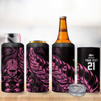 New Zealand Lawn Bowls Custom 4 in 1 Can Cooler Tumbler Pink Maori Warrior Tribal Silver Fern - Aussie Hoodie