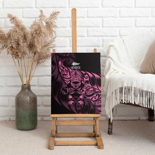 New Zealand Lawn Bowls Canvas Wall Art Pink Maori Warrior Tribal Silver Fern - Aussie Hoodie