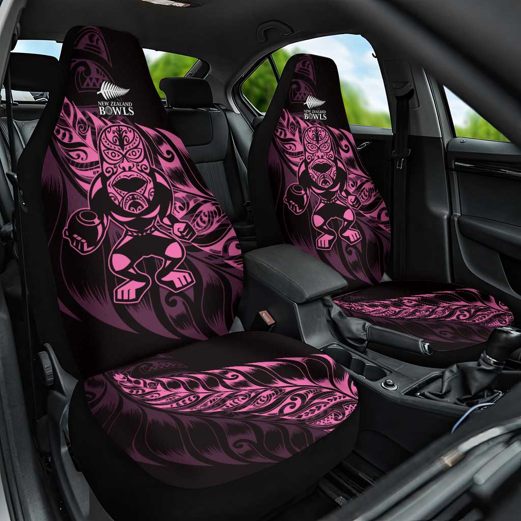 New Zealand Lawn Bowls Car Seat Cover Pink Maori Warrior Tribal Silver Fern - Aussie Hoodie