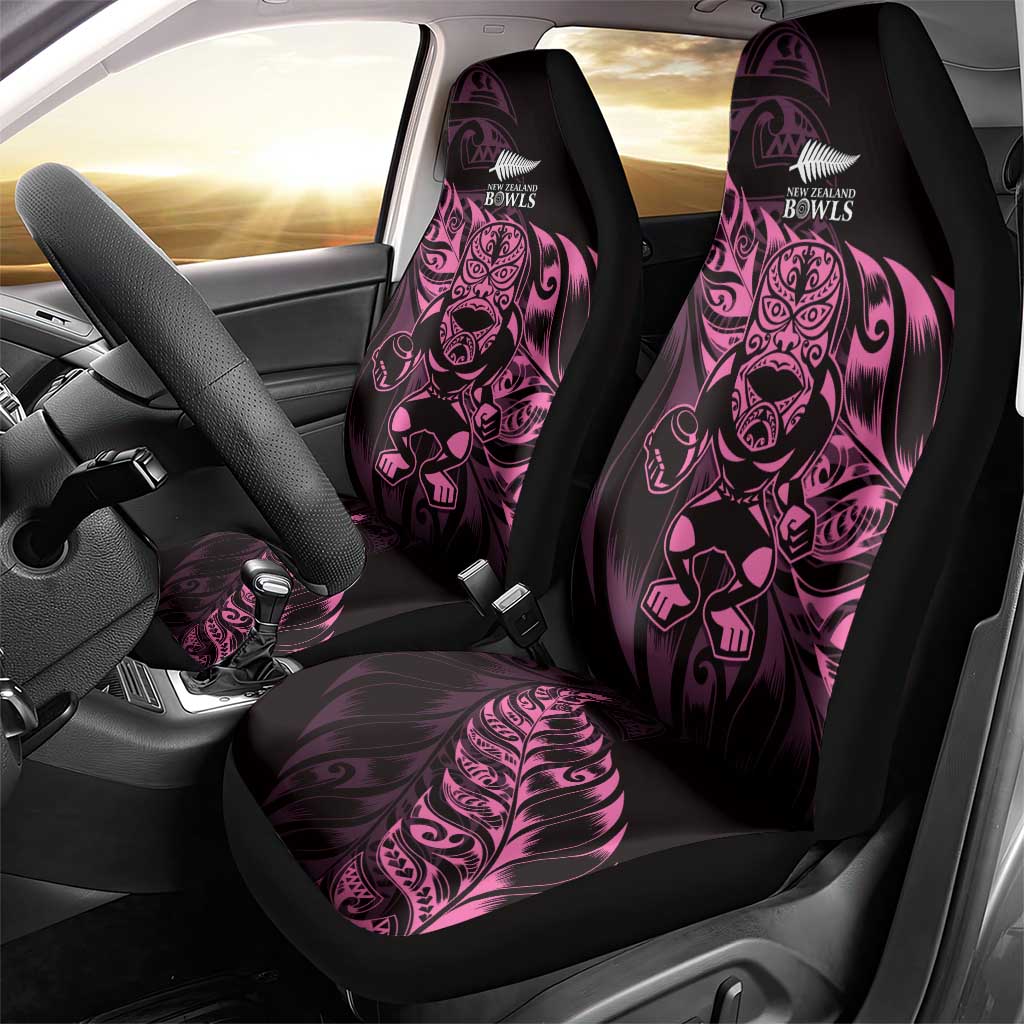 New Zealand Lawn Bowls Car Seat Cover Pink Maori Warrior Tribal Silver Fern - Aussie Hoodie