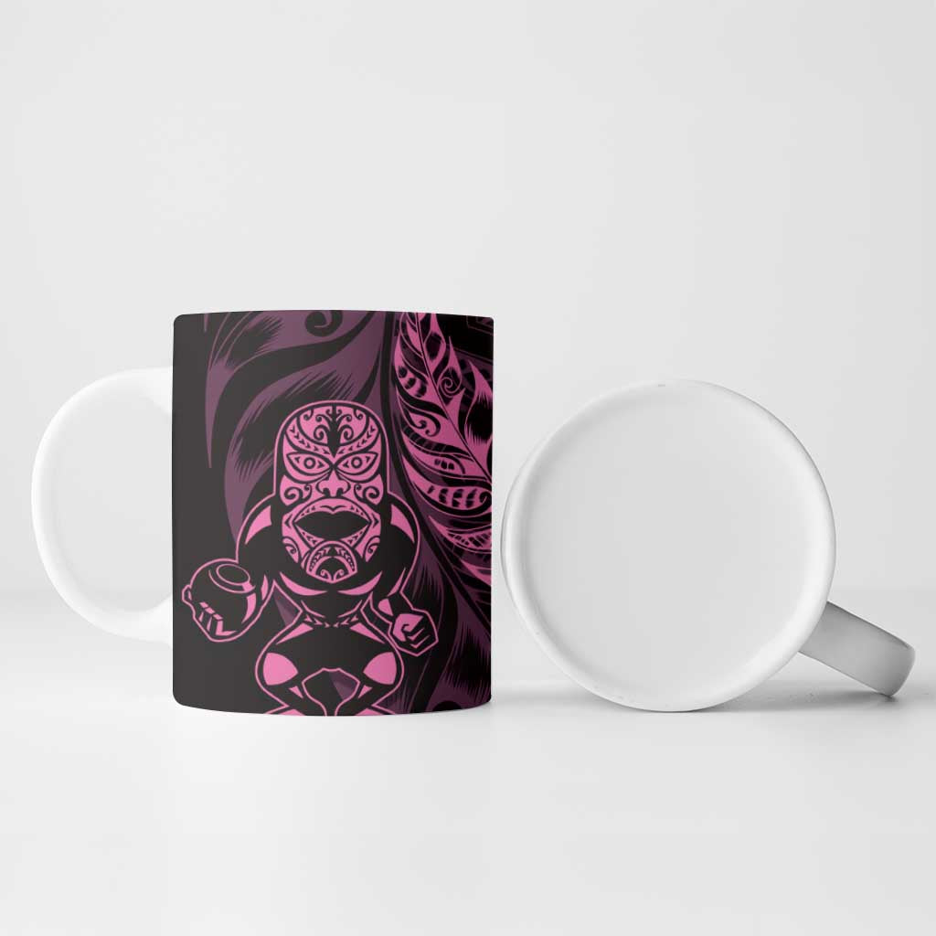 New Zealand Lawn Bowls Custom Ceramic Mug Pink Maori Warrior Tribal Silver Fern - Aussie Hoodie