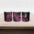 New Zealand Lawn Bowls Custom Ceramic Mug Pink Maori Warrior Tribal Silver Fern - Aussie Hoodie