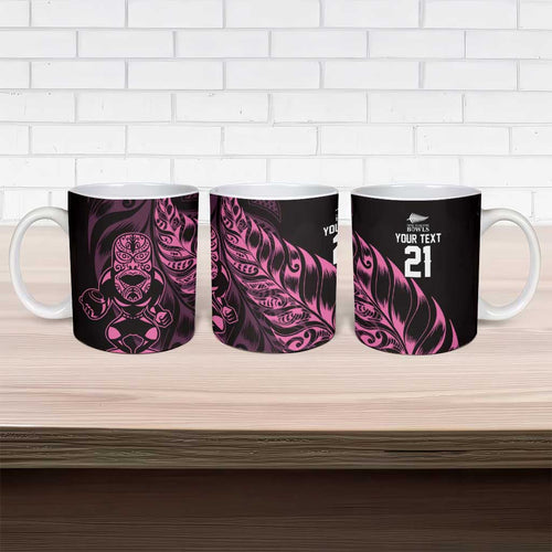 New Zealand Lawn Bowls Custom Ceramic Mug Pink Maori Warrior Tribal Silver Fern - Aussie Hoodie