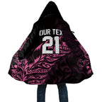 New Zealand Lawn Bowls Custom Cloak Pink Maori Warrior Tribal Silver Fern - Aussie Hoodie