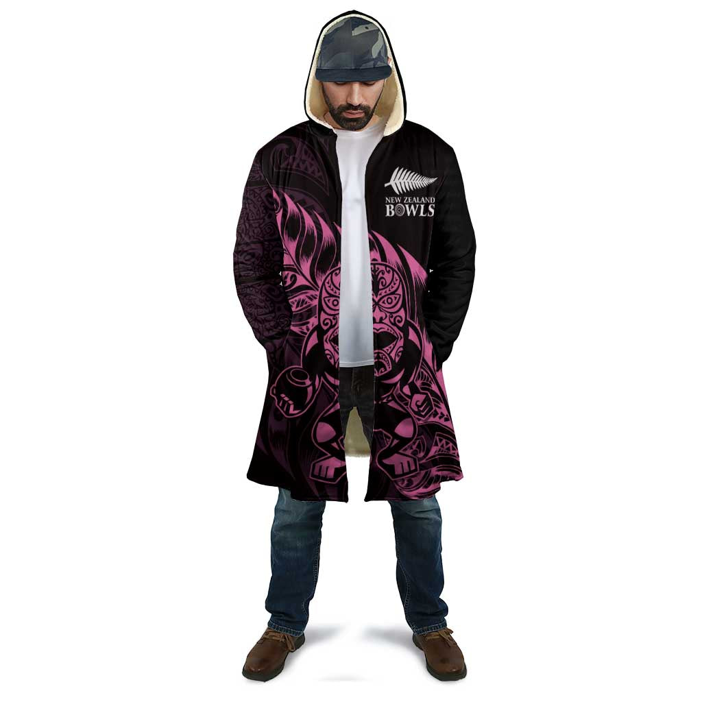 New Zealand Lawn Bowls Custom Cloak Pink Maori Warrior Tribal Silver Fern - Aussie Hoodie