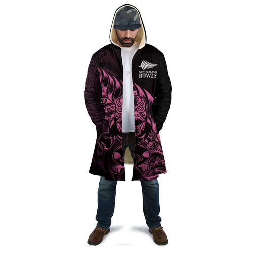 New Zealand Lawn Bowls Custom Cloak Pink Maori Warrior Tribal Silver Fern - Aussie Hoodie