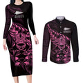 New Zealand Lawn Bowls Custom Couples Matching Long Sleeve Bodycon Dress and Long Sleeve Button Shirt Pink Maori Warrior Tribal Silver Fern - Aussie Hoodie