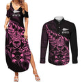 New Zealand Lawn Bowls Custom Couples Matching Summer Maxi Dress and Long Sleeve Button Shirt Pink Maori Warrior Tribal Silver Fern - Aussie Hoodie