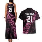 New Zealand Lawn Bowls Custom Couples Matching Tank Maxi Dress and Hawaiian Shirt Pink Maori Warrior Tribal Silver Fern - Aussie Hoodie