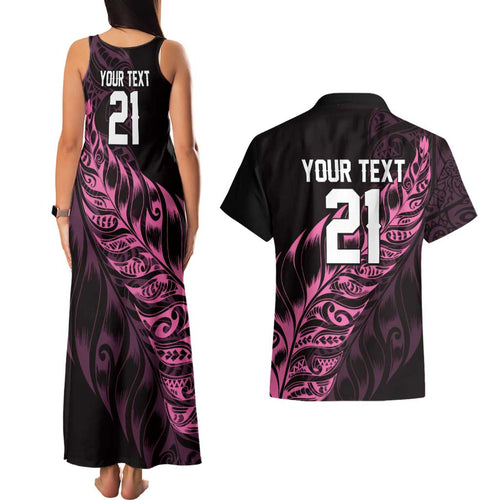 New Zealand Lawn Bowls Custom Couples Matching Tank Maxi Dress and Hawaiian Shirt Pink Maori Warrior Tribal Silver Fern - Aussie Hoodie