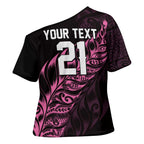 New Zealand Lawn Bowls Custom Cross Shoulder Shirt Pink Maori Warrior Tribal Silver Fern - Aussie Hoodie