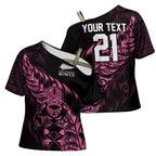 New Zealand Lawn Bowls Custom Cross Shoulder Shirt Pink Maori Warrior Tribal Silver Fern - Aussie Hoodie