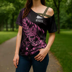 New Zealand Lawn Bowls Custom Cross Shoulder Shirt Pink Maori Warrior Tribal Silver Fern - Aussie Hoodie