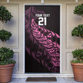 New Zealand Lawn Bowls Custom Door Cover Pink Maori Warrior Tribal Silver Fern - Aussie Hoodie