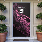 New Zealand Lawn Bowls Custom Door Cover Pink Maori Warrior Tribal Silver Fern - Aussie Hoodie