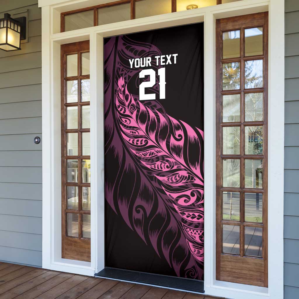 New Zealand Lawn Bowls Custom Door Cover Pink Maori Warrior Tribal Silver Fern - Aussie Hoodie