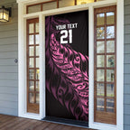 New Zealand Lawn Bowls Custom Door Cover Pink Maori Warrior Tribal Silver Fern - Aussie Hoodie