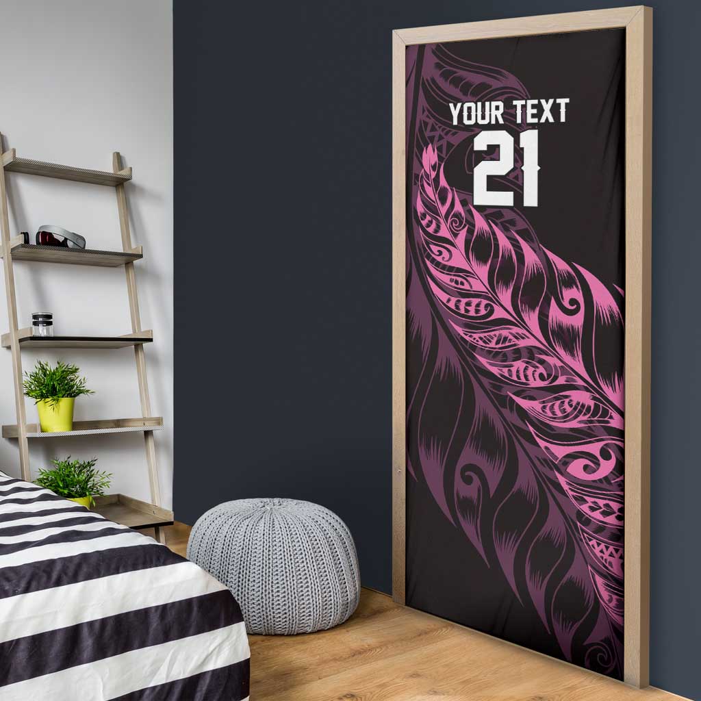 New Zealand Lawn Bowls Custom Door Cover Pink Maori Warrior Tribal Silver Fern - Aussie Hoodie
