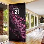 New Zealand Lawn Bowls Custom Door Cover Pink Maori Warrior Tribal Silver Fern - Aussie Hoodie