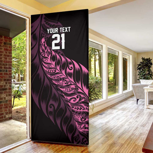 New Zealand Lawn Bowls Custom Door Cover Pink Maori Warrior Tribal Silver Fern - Aussie Hoodie