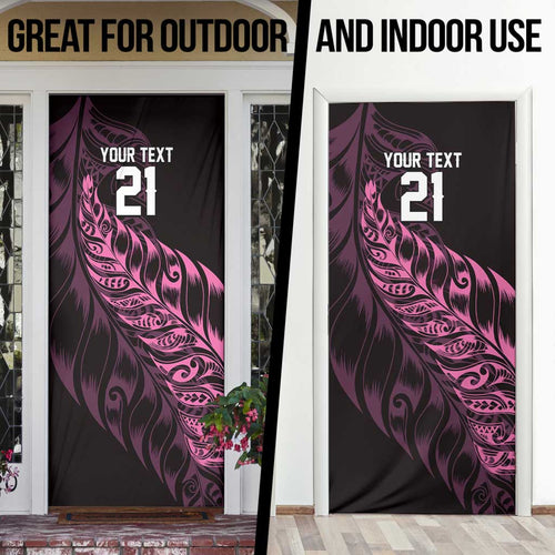 New Zealand Lawn Bowls Custom Door Cover Pink Maori Warrior Tribal Silver Fern - Aussie Hoodie