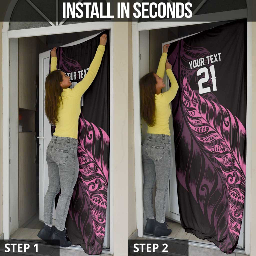 New Zealand Lawn Bowls Custom Door Cover Pink Maori Warrior Tribal Silver Fern - Aussie Hoodie