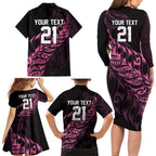 New Zealand Lawn Bowls Custom Family Matching Long Sleeve Bodycon Dress and Hawaiian Shirt Pink Maori Warrior Tribal Silver Fern - Aussie Hoodie