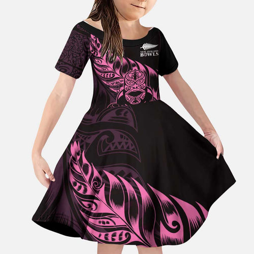 New Zealand Lawn Bowls Custom Family Matching Mermaid Dress and Hawaiian Shirt Pink Maori Warrior Tribal Silver Fern - Aussie Hoodie