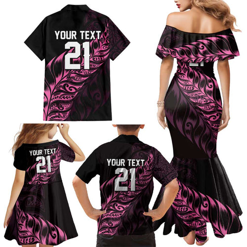 New Zealand Lawn Bowls Custom Family Matching Mermaid Dress and Hawaiian Shirt Pink Maori Warrior Tribal Silver Fern - Aussie Hoodie