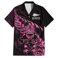 New Zealand Lawn Bowls Custom Family Matching Off The Shoulder Long Sleeve Dress and Hawaiian Shirt Pink Maori Warrior Tribal Silver Fern - Aussie Hoodie
