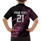 New Zealand Lawn Bowls Custom Family Matching Off Shoulder Maxi Dress and Hawaiian Shirt Pink Maori Warrior Tribal Silver Fern - Aussie Hoodie