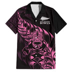 New Zealand Lawn Bowls Custom Family Matching Off Shoulder Short Dress and Hawaiian Shirt Pink Maori Warrior Tribal Silver Fern - Aussie Hoodie